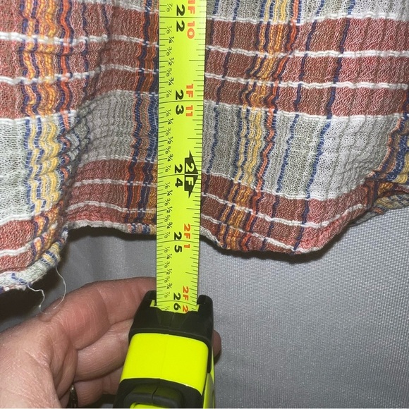 Free People We the Free Plaid Crepe Crinkle Boho Festival Button Down Shirt Med - Picture 12 of 12